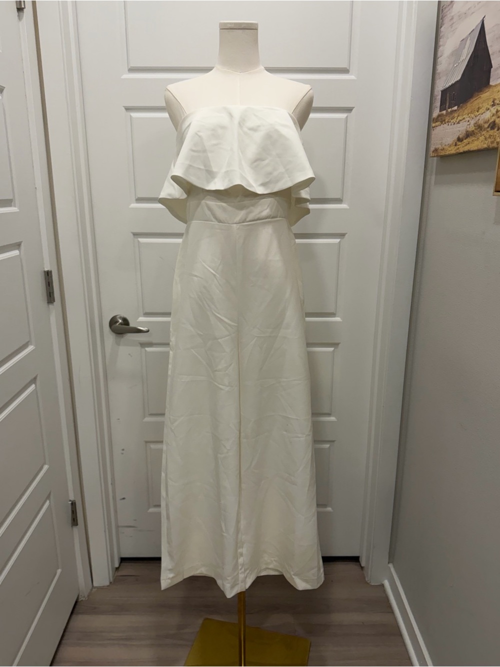 Zara Strapless Wide-Leg Jumpsuit in Off White - Picture 4 of 8